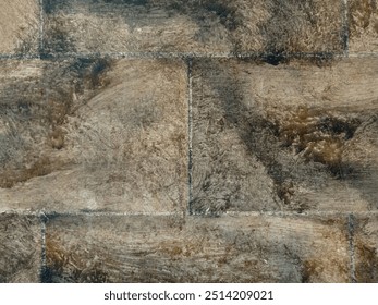 This image shows a square tile surface with a rough texture and a mixture of dark brown, black and beige. The tiles look worn and scratched, giving a vintage and rustic feel. - Powered by Shutterstock