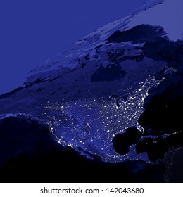 This Image Of United States City Lights Was Created With Data From The Defense Meteorological Satellite Program (DMSP) Operational Linescan System (OLS). N.A.S.A. Image Edited