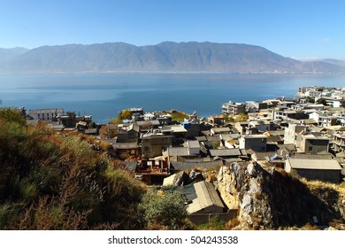 This Lake  Is An Alpine Fault Lake In Yunnan Province, China. It Have Many Fishing House Around This Lake.