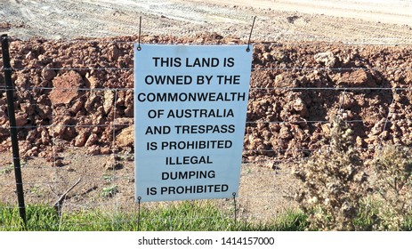 This Land Is Owned By The Commonwealth Of Australia Sign At The Western Sydney International Airport Construction Site (aka Nancy Bird-Walton International Airport) On 31 May 2019.              