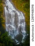 This is a less distant image of 411 ft. Upper Whitewater Falls in Nantahala National Forest, Transylvania County, off the Blue Ridge Parkway in North Carolina.
