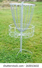 This Metal Contraption Serves As A Goal Post For Frisbee Golf Games.