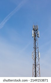 This mobile phone mast with a beautiful blue sky