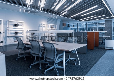 Similar – Image, Stock Photo Ceiling lining with openings of an air conditioner in a shopping center. In addition, a decorative lamp.