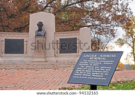 This monument in Gettysburg,Pennsylvania commemorates the Gettysburg Address delivered by President Abraham Lincoln on November 19,1863, during the American Civil War.