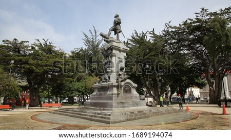This is the Monument tp Hernando Magallanes in the square Muñoz Gamero and it was taken in Punta Arenas, Chile.