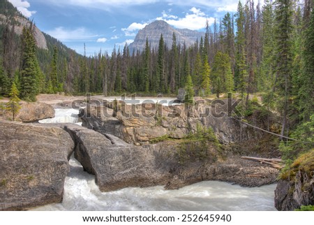 This is the Natural Land Bridge near Field, B.C. It spans the Kicking Horse River in Yoho National Park, British Columbia, Canada.