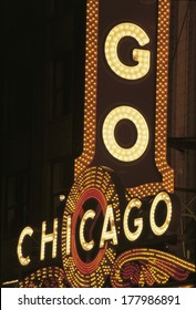 This Is The Neon Sign Of The Chicago Theatre On State Street. It Represents Night Life. 