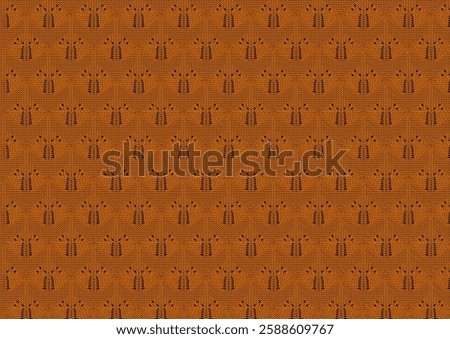 This pattern features a repeating symmetrical lace-like knit design with small, stylized tree or floral motifs. The fabric has an intricate texture created by a combination of openwork and solid knit 