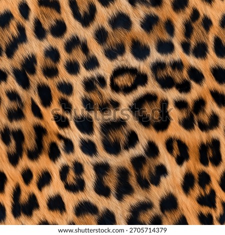 This pattern  showcases a stunning close-up of a leopard print pattern. The intricate details of the black and brown spots against a golden  -   yellow background  create a captivating  visual effect.