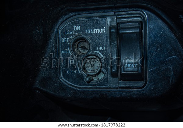 this is the photo of the motorcycle safety\
lock. with a black\
background