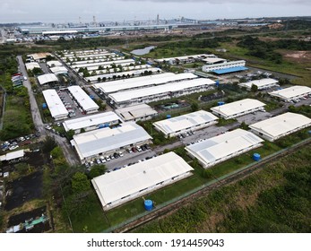 This Photo Showing The White Worker's Dormitory Building At The Industrial Park Of Sarawak, Malaysia, Southeast Asia.