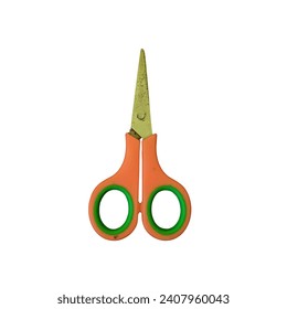 This photo shows orange scissors with striking details. The orange color of the scissors creates a bright and striking look.