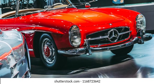 This photo was taken at the Mercedes-Benz Museum , Stuttgart / Germany - August 5th, 2014: Vintage Mercedes-Benz 300SL 