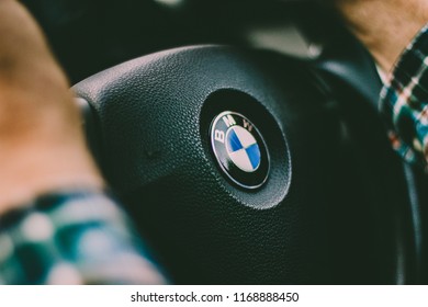 This Photo Was Taken Near Kalsruhe / Germany - August 5th, 2014: A BMW Steering Wheel 