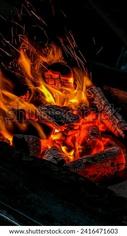 Image, Stock Photo Burning wood Adventure