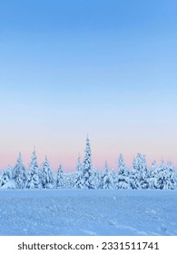 This is a picture of Rovaniemi, Finland. Rovaniemi belongs to the Arctic Circle. In winter, the snow covered the scenery like a picture.
