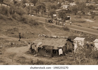 This Picture Is Of Village With Sepia Filter. 