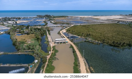 This Pranburi Dam is caused by the soil dam to block the Pranburi River. With beautiful views. Pranburi River Dam is an impressive viewpoint of the sunset view. Because in the foreground is the image  - Powered by Shutterstock