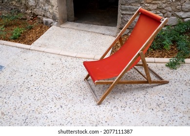 This Red Lounge Chair Was Available To People Who Wanted To Rest A Little