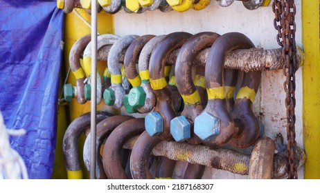 This shackle is used for anchor handling tools on board - Shutterstock ID 2187168307