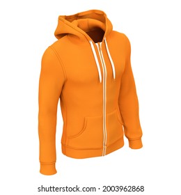 With This Side View Amazing Men's Zip Up Hoodie Mockup In Radiant Yellow Color, Your Design Will Look More Real.
