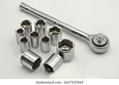 This socket wrench set includes multiple sizes, ideal for mechanical tasks and home improvement. Durable design ensures long-lasting use.
