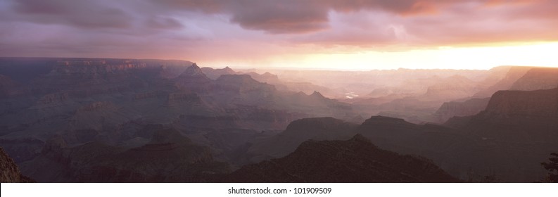 This is the south rim of the Grand Canyon known as Grand View Point.  Also in view is the Colorado River at sunrise. - Powered by Shutterstock