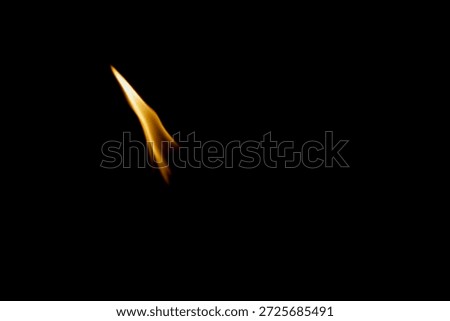 This striking image features a singular flickering flame against a black background, showcasing the intensity and beauty of fire's dynamic movement and warm glow.
