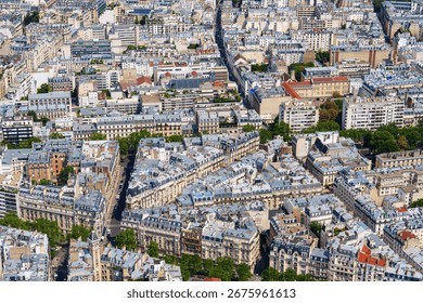 This stunning high-angle view captures the iconic rooftops and charming architecture of Paris. A perfect representation of the city s allure, ideal for travel publications and backgrounds.