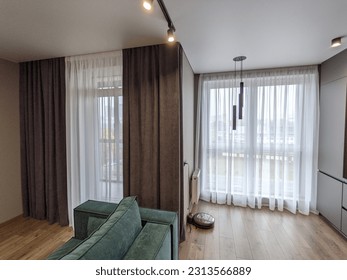 This stunning photograph showcases beautiful curtains that would be the perfect addition to any home - Shutterstock ID 2313566889