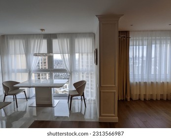 This stunning photograph showcases beautiful curtains that would be the perfect addition to any home - Shutterstock ID 2313566987
