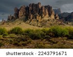 This is Superstition Mountain, standing more than 6200 feet in elevation, in the Superstition Mountain Wilderness of Arizona east of Phoenix.