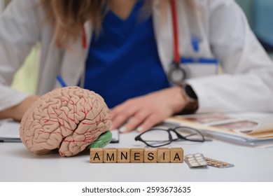 This is a thoughtprovoking image that explores the complex and intriguing theme of amnesia in a medical context