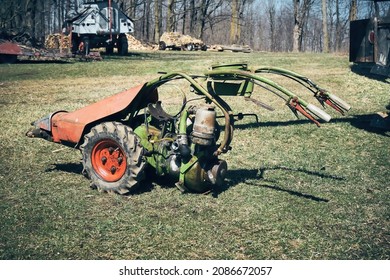This tillage implement was used a lot a long time ago. It is our agricultural history in Quebec. It was used to make furrows in the field. Ulverton, Quebec, Canada; April 20, 2020.