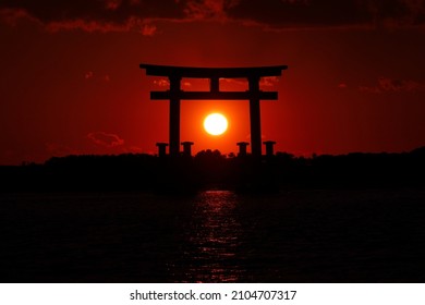 This is a Torii on the Hamanako in Shizuoka Japan.
				It's beautiful sunset.