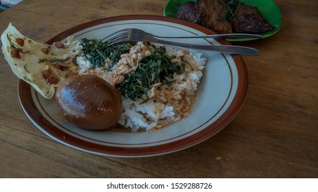 This Is Traditional Food Called Nasi Tumpang From Javanesse Indonesia