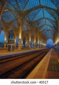 This is a Train Station in Gare Do Oriente, Portugal. With a Dreamy Effect.