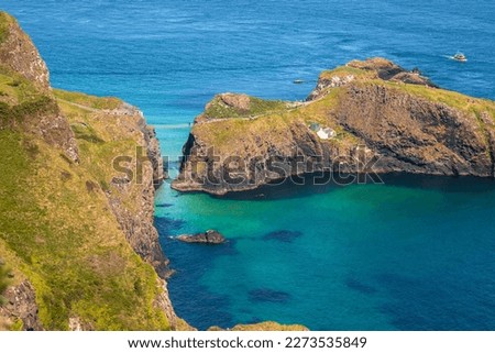 This vantage point, located on the Causeway Coastal Route in Northen Ireland, looks out over several islands namely, Rathelin, Carrick-a-Rede and Sheep Island.