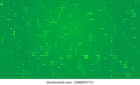 This vibrant image features an intricate green digital grid pattern, perfect for tech and futuristic themes The design showcases interconnected lines and glowing dots, evoking a sense of connectivity