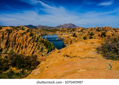This is a view of Granite Mountain from the Easter Island Trail in the Granite Dells of Prescott, Arizona. 