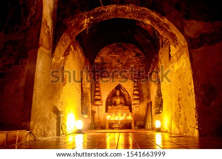 This is a view inside tunnel  Wat Umong Suan Phutthatham or 