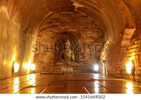 This is a view inside tunnel  Wat Umong Suan Phutthatham or 