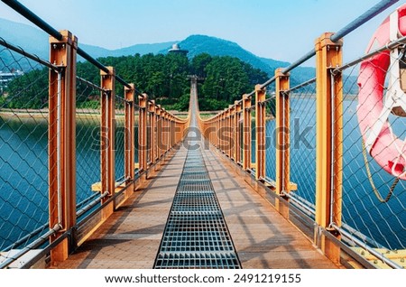 Similar – Image, Stock Photo Suspension bridge in the forest