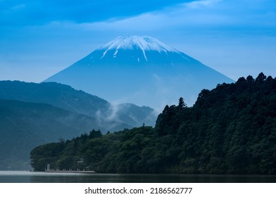 This view of Mt. Fuji was the clearest shot I could get on this cloudy, rainy morning in Hakone, Japan. From the shore of Ashinoko Lake, Mt. Fuji is only 32.30 km (20.07mi) away due northeast.