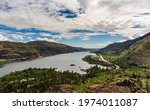 This is the view from Rowena Crest on the Historic Columbia River Highway in the Columbia Gorge, Oregon.  It was taken in the springtime.  