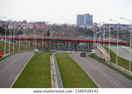 This is a view of Solidarnosci expressway in Lublin. April 16, 2019. Lublin, Poland. 