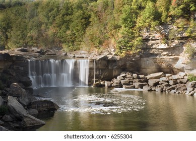  This waterfall  is located near the city of Corbin in Cumberland falls state park in Kentucky.  Photo was taken in mid October during a drought. Even with a drought the waterfall is impressive.