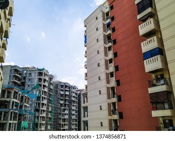 This is what development looks like. The buildings are being constructed in a pleasant weather.