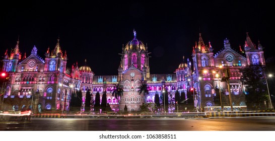 This Is What The Life Line Of Mumbai Looks Like At Night. Mumbai CST (Chatrapati Shivaji Terminus)